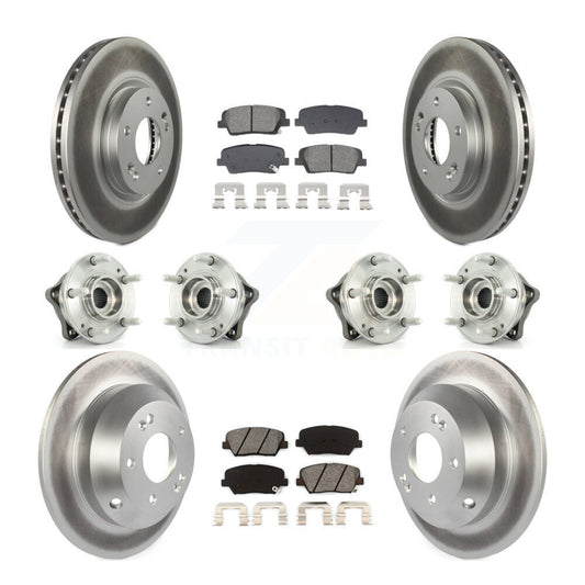 Hub Bearing Coat Brake Rotor Pads Front Rear Kit (10Pc) For Hyundai Santa Fe Kia