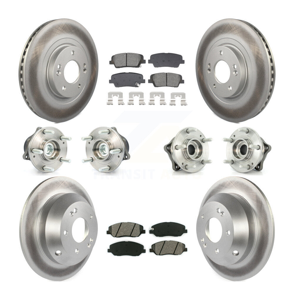 Hub Bearing Coated Brake Rotor Pad Front Rear Kit (10Pc) For Hyundai Santa Fe XL