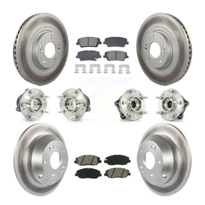 Hub Bearing Coated Brake Rotor Pad Front Rear Kit (10Pc) For Hyundai Santa Fe XL