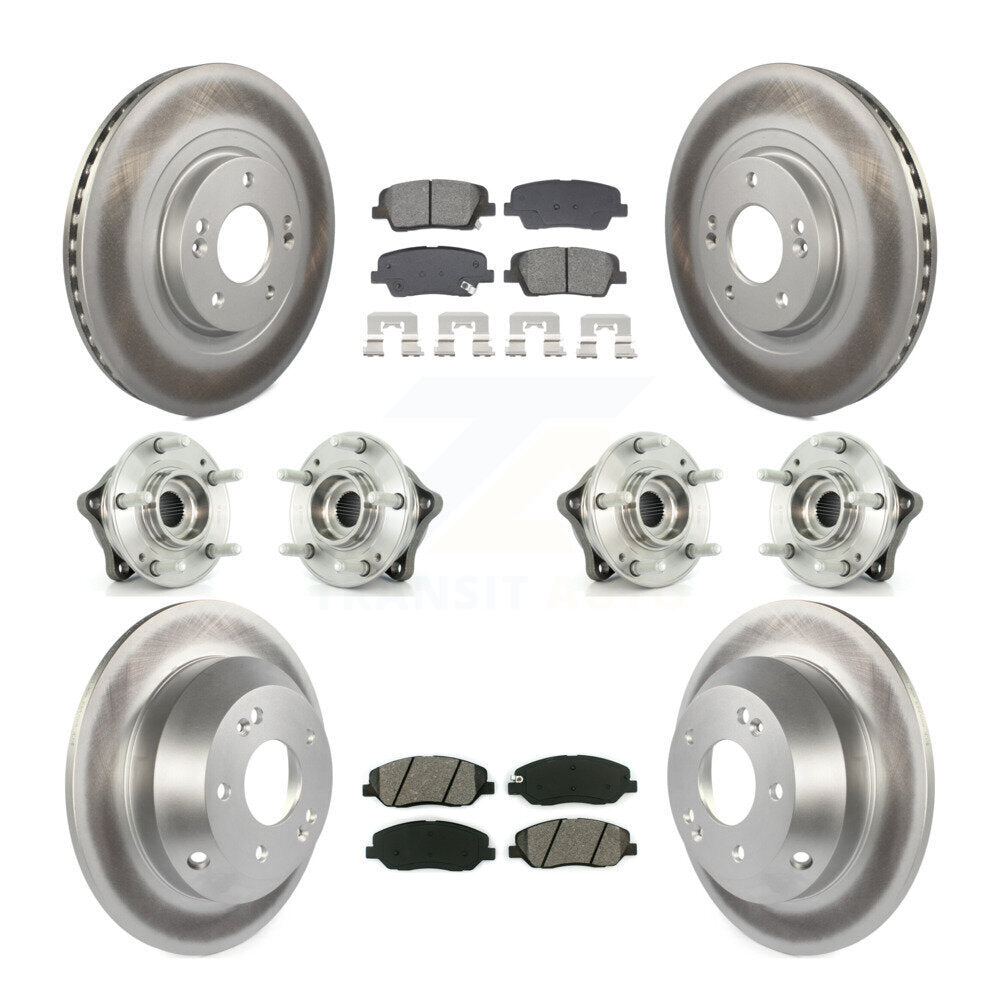 Hub Bearing Coated Brake Rotor Pad Front Rear Kit (10Pc) For Hyundai Santa Fe XL