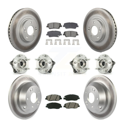 Hub Bearing Coated Brake Rotor Pad Front Rear Kit (10Pc) For Hyundai Santa Fe XL