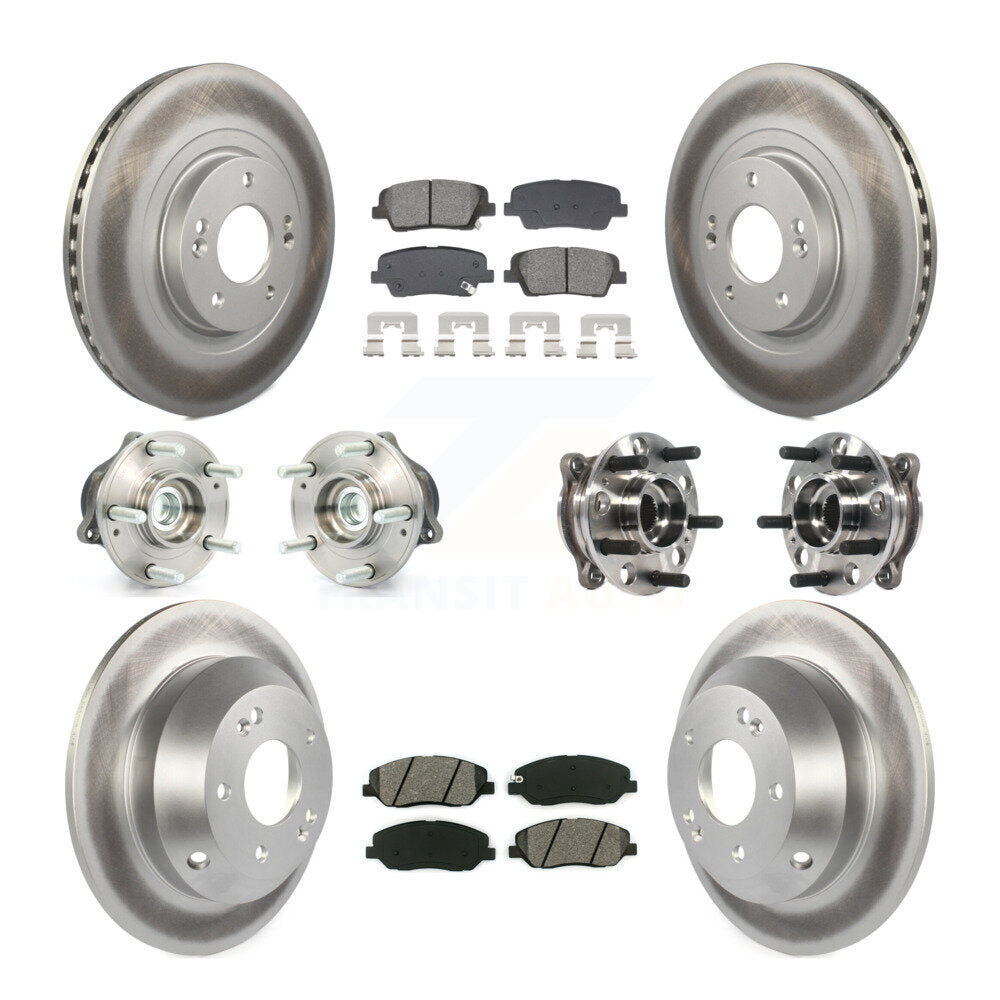Hub Bearing Coated Brake Rotor Pad Front Rear Kit (10Pc) For Hyundai Santa Fe XL