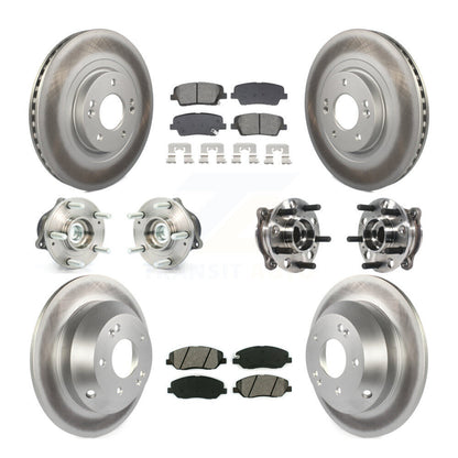 Hub Bearing Coated Brake Rotor Pad Front Rear Kit (10Pc) For Hyundai Santa Fe XL