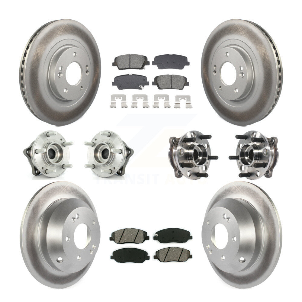 Hub Bearing Coated Brake Rotor Pad Front Rear Kit (10Pc) For Hyundai Santa Fe XL