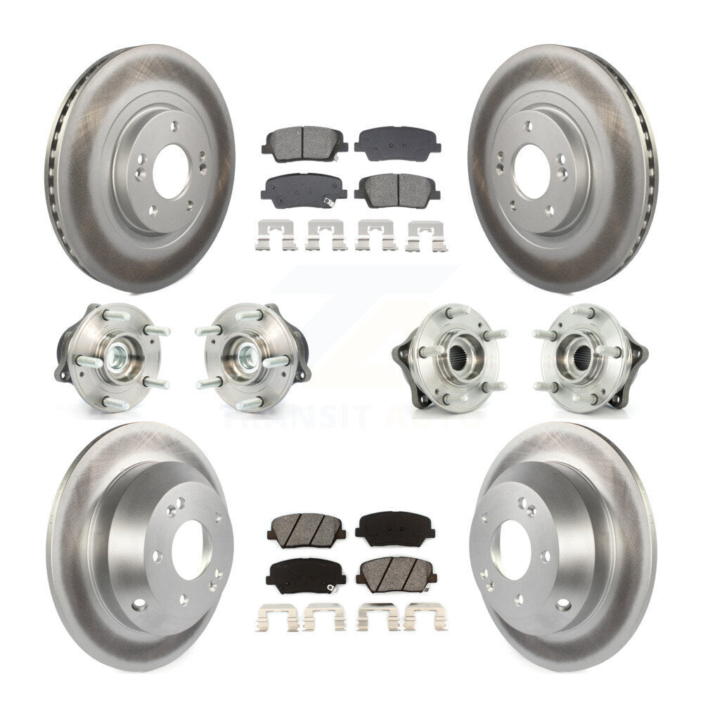 Hub Bearing Coat Brake Rotor Pads Front Rear Kit (10Pc) For Hyundai Santa Fe Kia