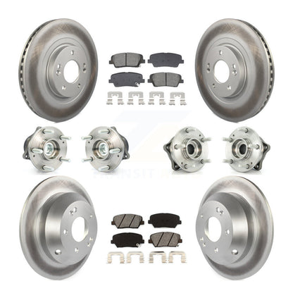 Hub Bearing Coat Brake Rotor Pads Front Rear Kit (10Pc) For Hyundai Santa Fe Kia