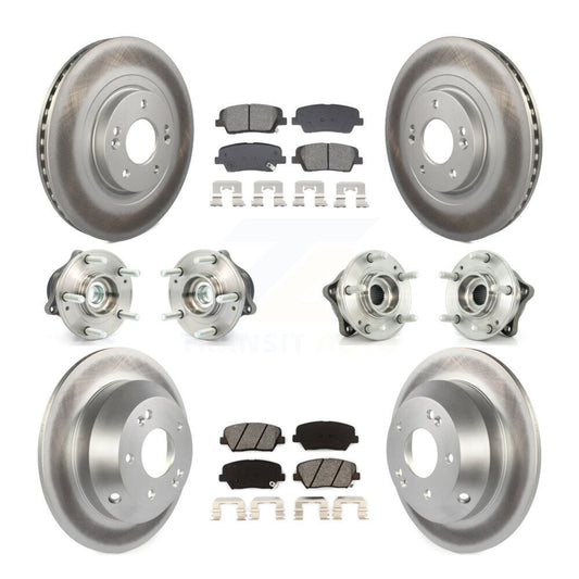 Hub Bearing Coat Brake Rotor Pads Front Rear Kit (10Pc) For Hyundai Santa Fe Kia