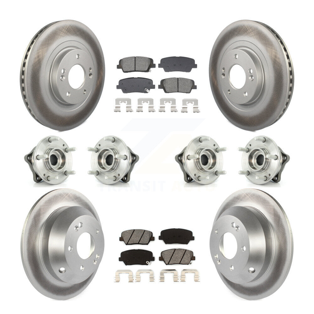 Hub Bearing Coat Brake Rotor Pads Front Rear Kit (10Pc) For Hyundai Santa Fe Kia