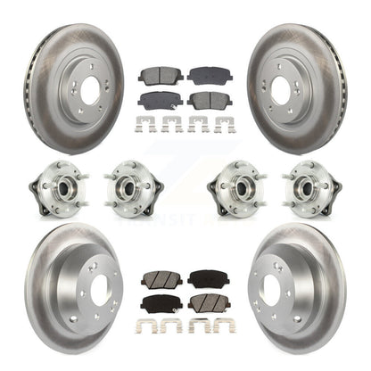Hub Bearing Coat Brake Rotor Pads Front Rear Kit (10Pc) For Hyundai Santa Fe Kia
