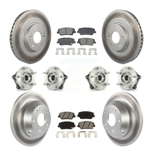 Hub Bearing Coat Brake Rotor Pads Front Rear Kit (10Pc) For Hyundai Santa Fe Kia