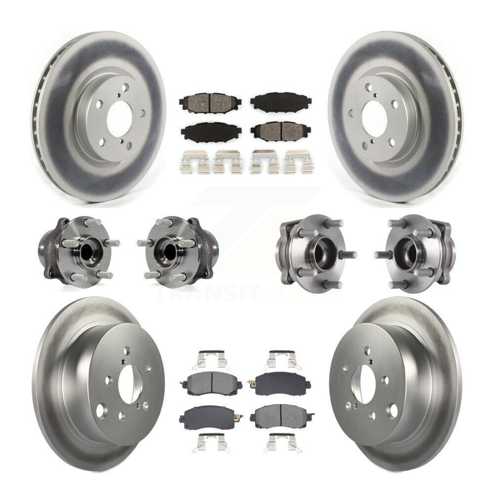 Hub Bearing Coated Disc Brake Rotor Pad Front Rear Kit (10Pc) For Subaru Impreza
