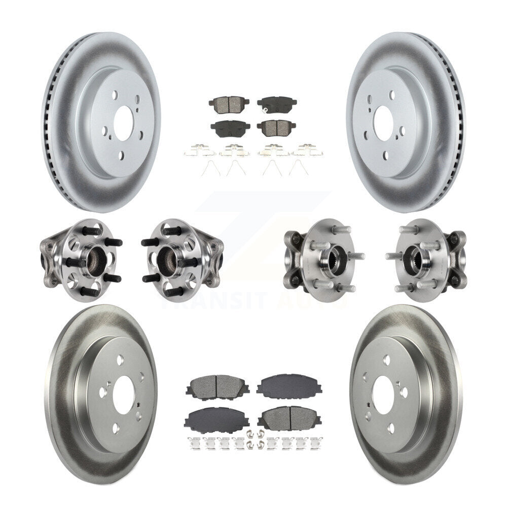 Hub Bearing Coated Brake Rotor Pads Front Rear Kit (10Pc) For Toyota Prius Prime