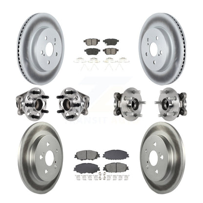 Hub Bearing Coated Brake Rotor Pads Front Rear Kit (10Pc) For Toyota Prius Prime