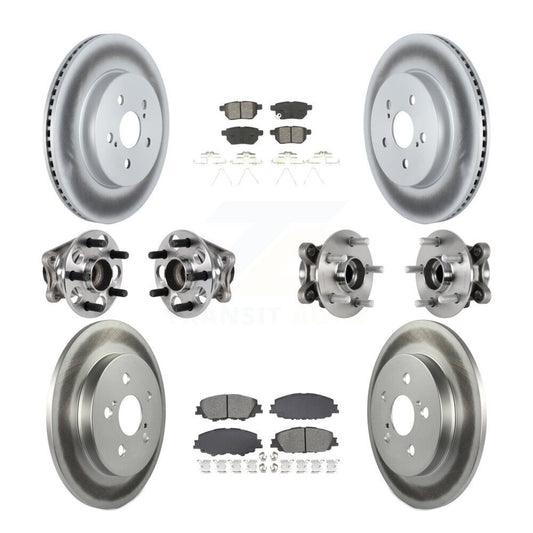 Hub Bearing Coated Brake Rotor Pads Front Rear Kit (10Pc) For Toyota Prius Prime