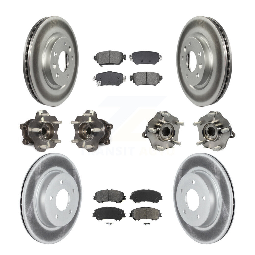 Hub Bearing Coated Brake Rotor Pads Front Rear Kit (10Pc) For Nissan Rogue Sport