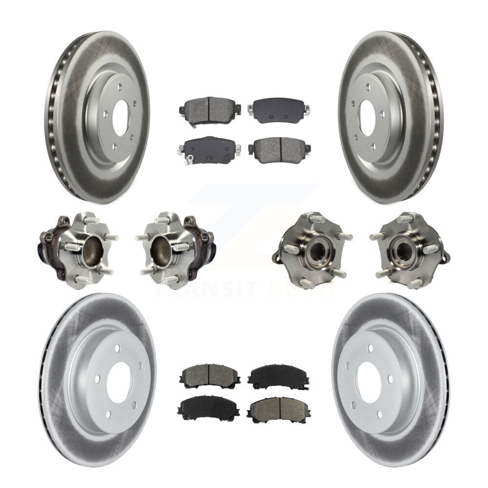 Hub Bearing Coated Disc Brake Rotor & Pad Front Rear Kit (10Pc) For Nissan Rogue