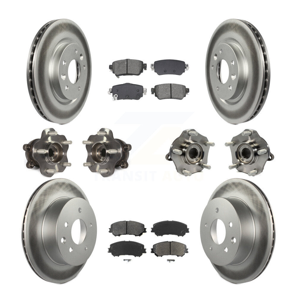 Hub Bearing Coated Brake Rotor Pads Front Rear Kit (10Pc) For Nissan Rogue Sport