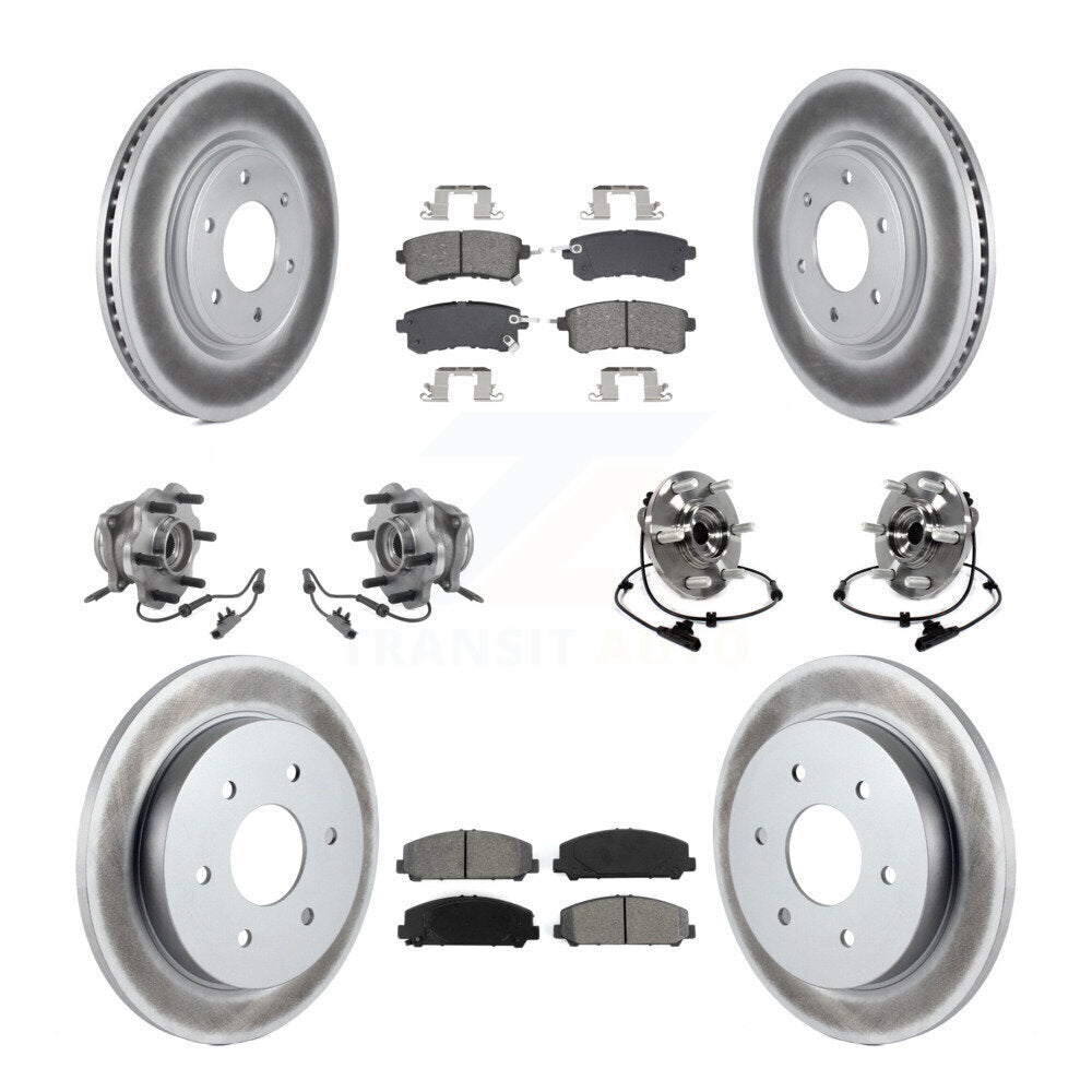 Hub Bearing Coated Brake Rotor & Pad Front Rear Kit (10Pc) For Nissan Armada AWD
