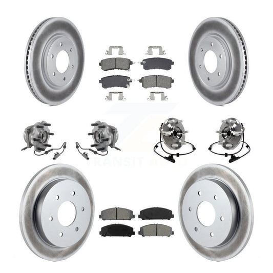 Hub Bearing Coated Brake Rotor & Pad Front Rear Kit (10Pc) For Nissan Armada AWD