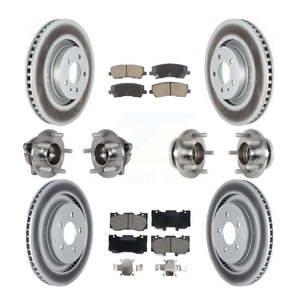 Hub Bearing Coated Disc Brake Rotor & Pad Front Rear Kit (10Pc) For Ford Mustang