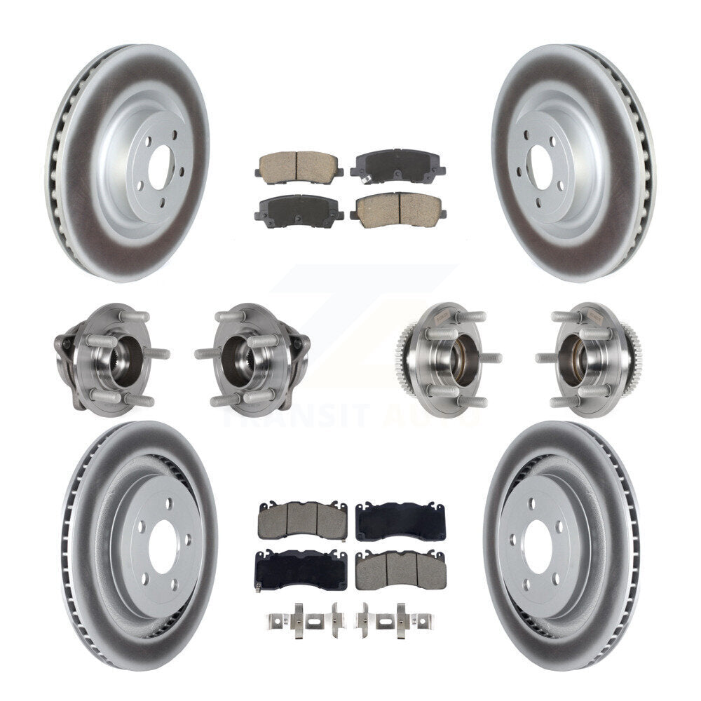 Hub Bearing Coated Disc Brake Rotor & Pad Front Rear Kit (10Pc) For Ford Mustang
