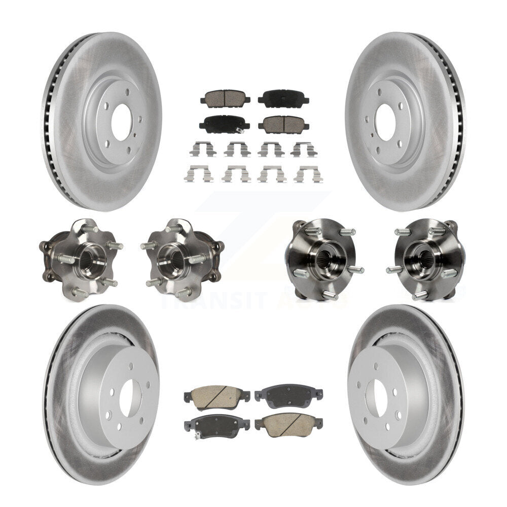 Hub Bearing Coated Brake Rotor & Pads Front Rear Kit (10Pc) For INFINITI G35 Q60
