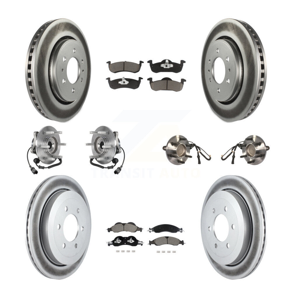 Hub Bearing Coated Brake Rotor Pad Front Rear Kit (10Pc) For Ford Expedition RWD