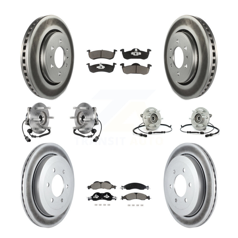 Hub Bearing Coated Brake Rotor And Pad Front Rear Kit (10Pc) For Ford Expedition