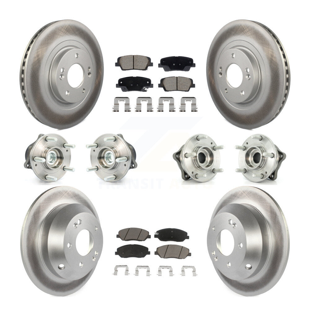 Hub Bearing Coated Brake Rotor Pad Front Rear Kit (10Pc) For Hyundai Santa Fe XL
