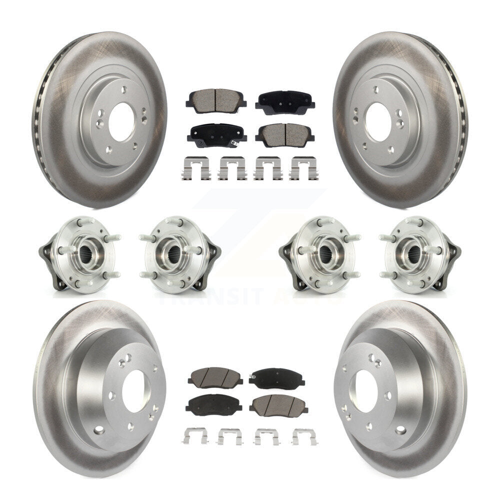 Hub Bearing Coated Brake Rotor Pad Front Rear Kit (10Pc) For Hyundai Santa Fe XL