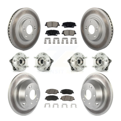 Hub Bearing Coated Brake Rotor Pad Front Rear Kit (10Pc) For Hyundai Santa Fe XL