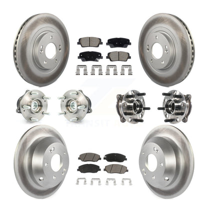 Hub Bearing Coated Brake Rotor Pad Front Rear Kit (10Pc) For Hyundai Santa Fe XL