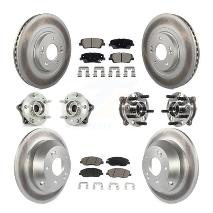 Hub Bearing Coated Brake Rotor Pad Front Rear Kit (10Pc) For Hyundai Santa Fe XL