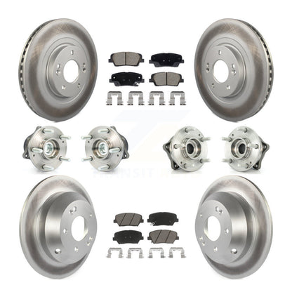 Hub Bearing Coat Brake Rotor Pads Front Rear Kit (10Pc) For Hyundai Santa Fe Kia