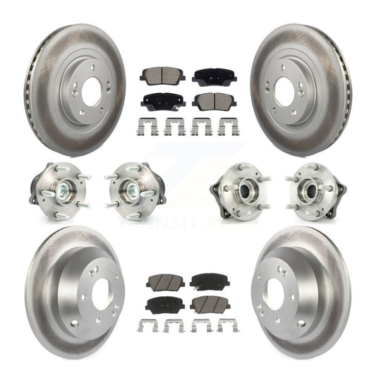 Hub Bearing Coat Brake Rotor Pads Front Rear Kit (10Pc) For Hyundai Santa Fe Kia