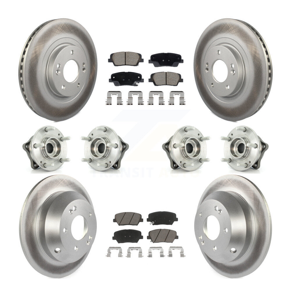 Hub Bearing Coat Brake Rotor Pads Front Rear Kit (10Pc) For Hyundai Santa Fe Kia