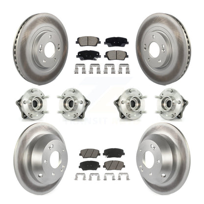 Hub Bearing Coat Brake Rotor Pads Front Rear Kit (10Pc) For Hyundai Santa Fe Kia