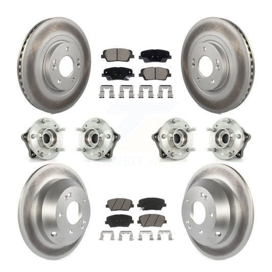 Hub Bearing Coat Brake Rotor Pads Front Rear Kit (10Pc) For Hyundai Santa Fe Kia