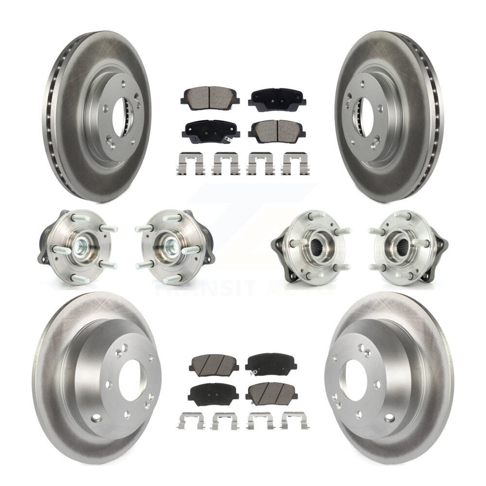 Hub Bearing Coat Brake Rotor Pads Front Rear Kit (10Pc) For Hyundai Santa Fe Kia