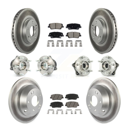 Hub Bearing Coat Brake Rotor Pads Front Rear Kit (10Pc) For Hyundai Santa Fe Kia