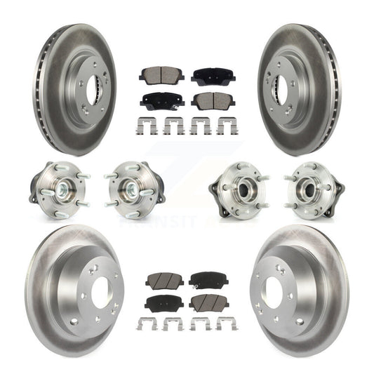 Hub Bearing Coat Brake Rotor Pads Front Rear Kit (10Pc) For Hyundai Santa Fe Kia