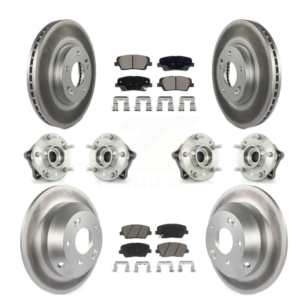 Hub Bearing Coat Brake Rotor Pads Front Rear Kit (10Pc) For Hyundai Santa Fe Kia