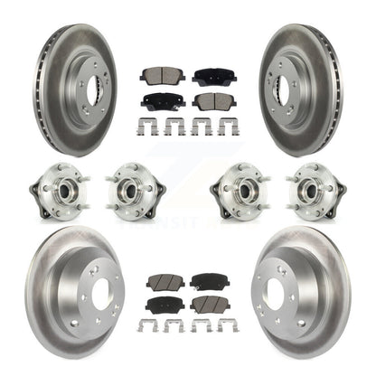 Hub Bearing Coat Brake Rotor Pads Front Rear Kit (10Pc) For Hyundai Santa Fe Kia