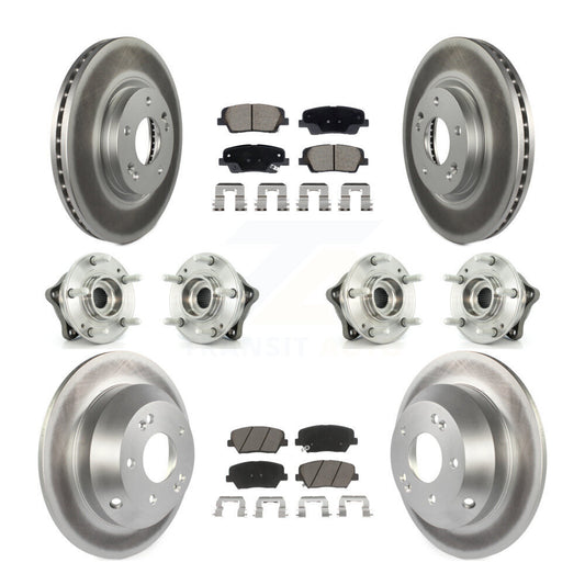 Hub Bearing Coat Brake Rotor Pads Front Rear Kit (10Pc) For Hyundai Santa Fe Kia