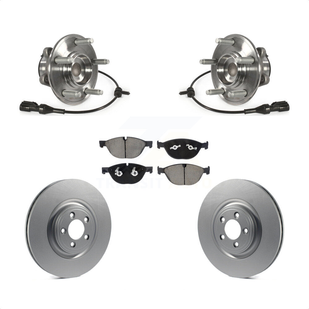 Hub Bearing Assembly Coated Disc Brake Rotor And Pads Front Kit For Jaguar XF XJ