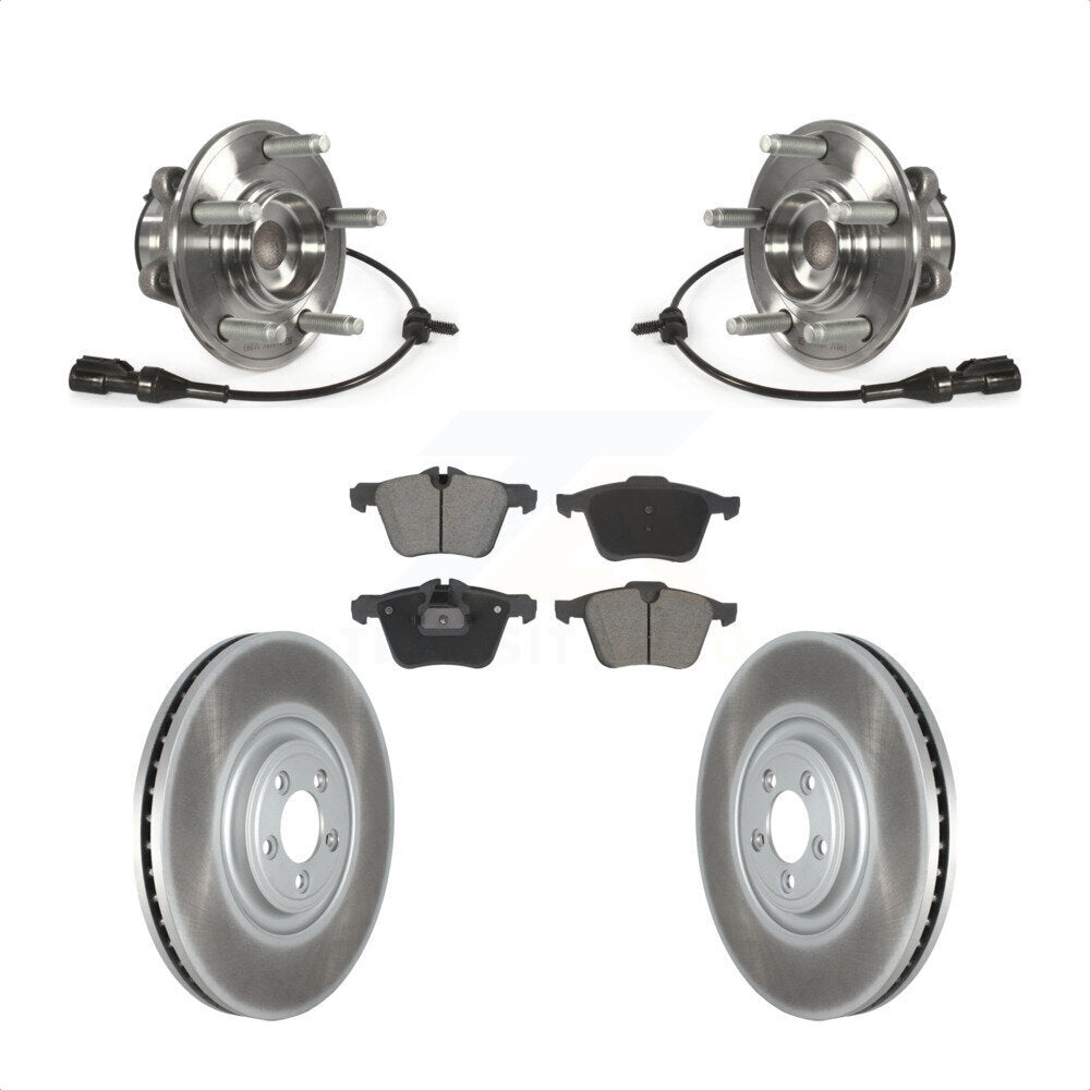 Hub Bearing Assembly Coated Disc Brake Rotor And Pads Front Kit For Jaguar XF XJ