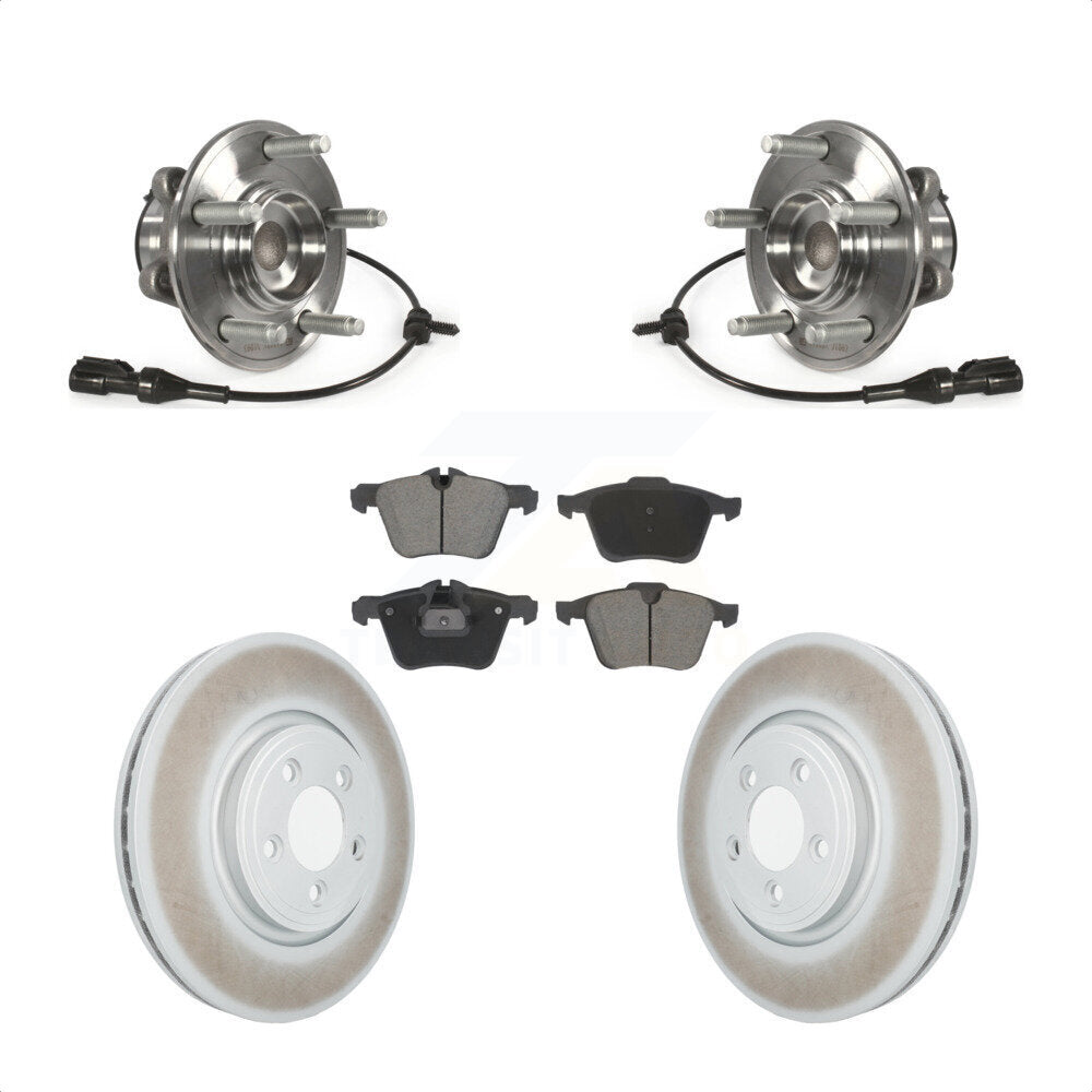 Hub Bearing Assembly Coated Brake Rotor Pad Front Kit For 2010 Jaguar XF Premium