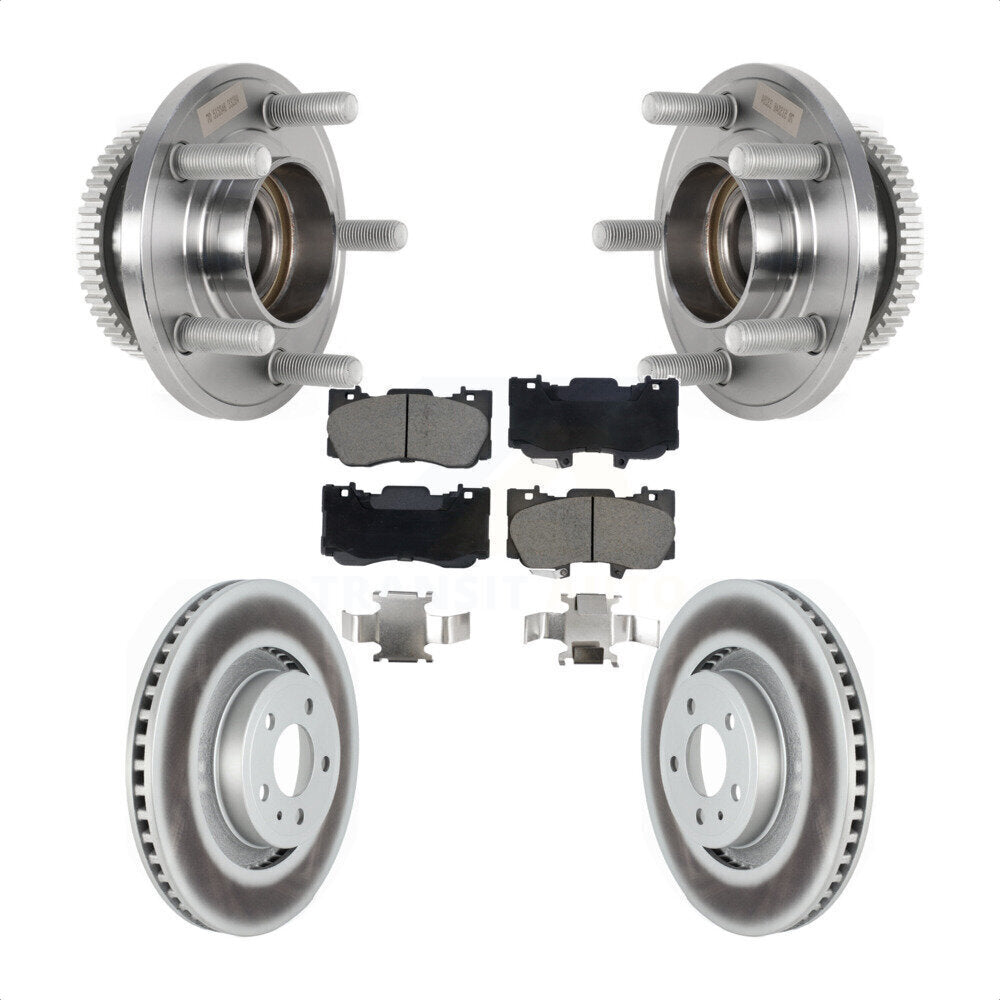 Hub Bearing Assembly Coated Disc Brake Rotor And Pads Front Kit For Ford Mustang