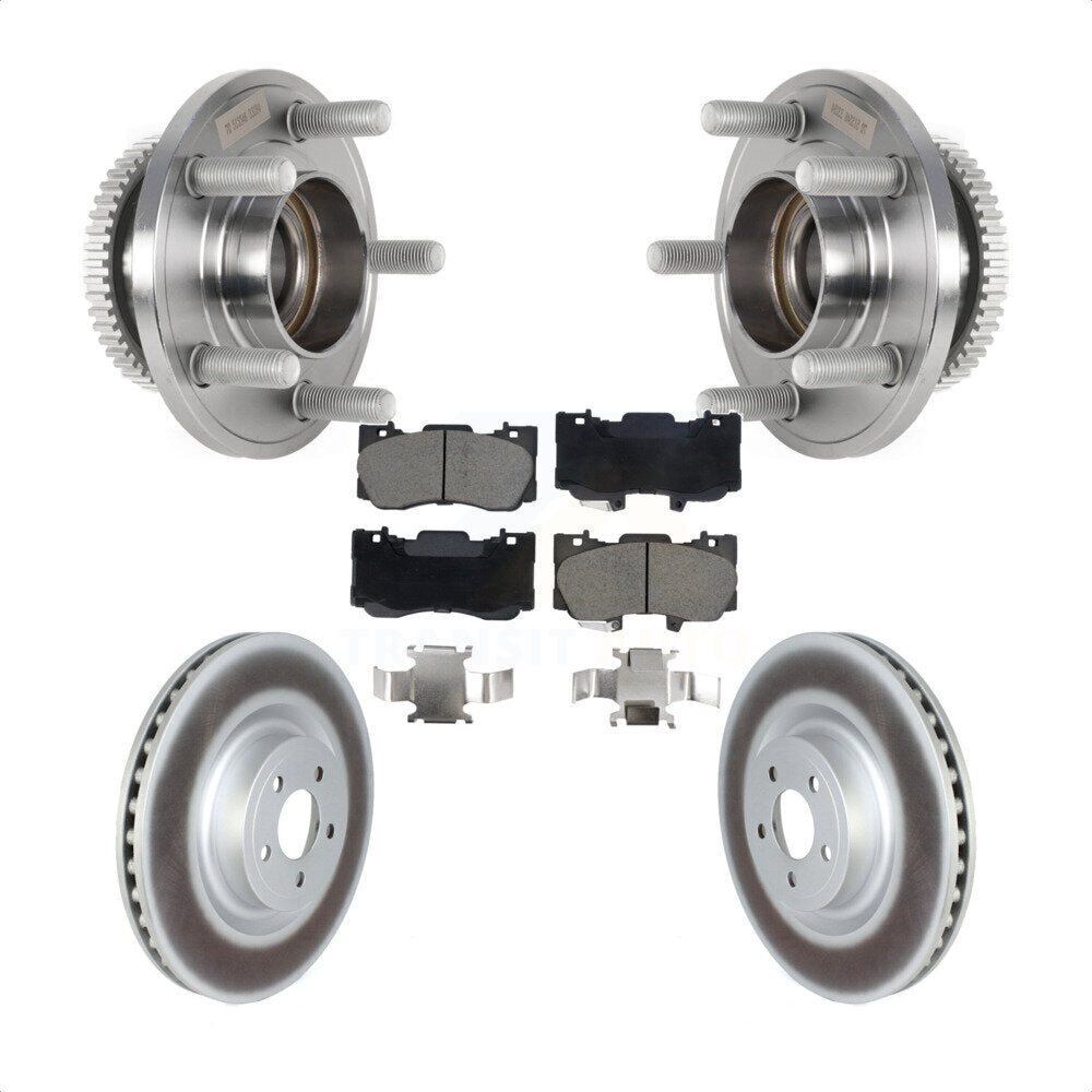Hub Bearing Assembly Coated Disc Brake Rotor And Pads Front Kit For Ford Mustang