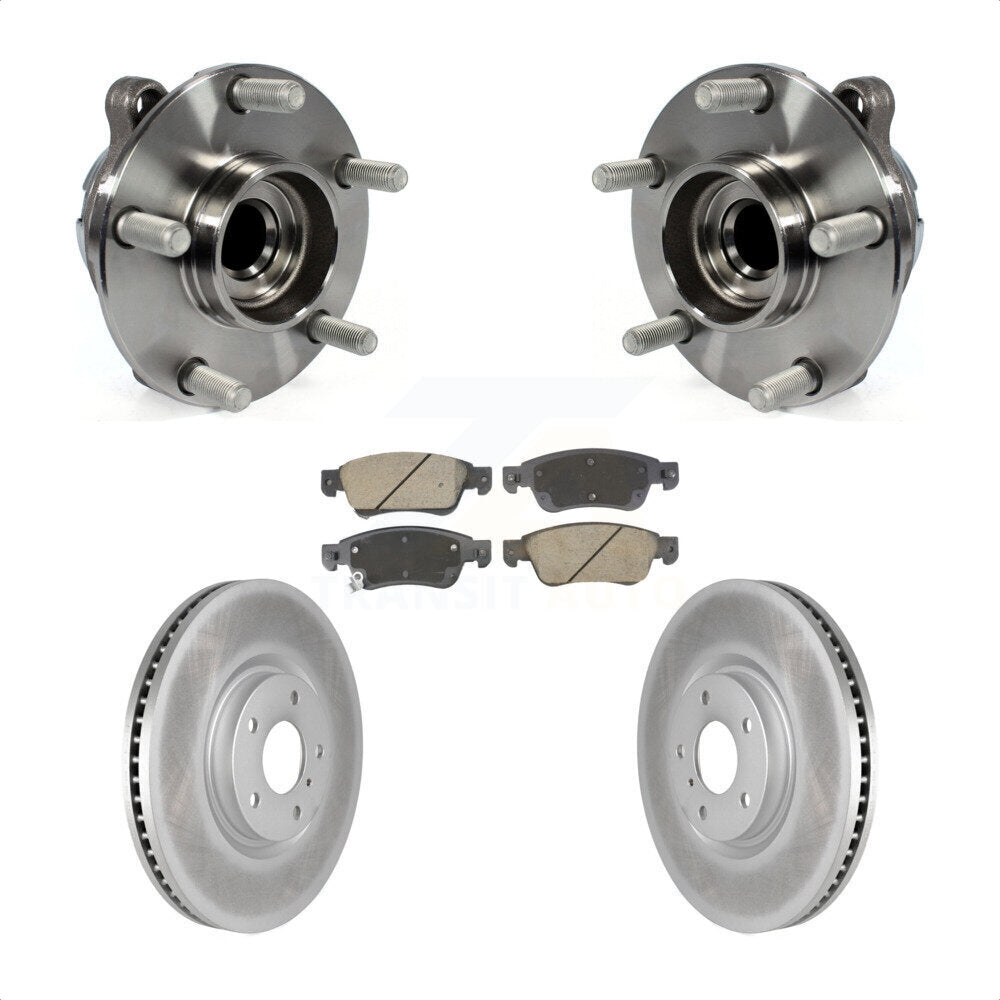Hub Bearing Assembly Coated Brake Rotor & Pad Front Kit For INFINITI G37 G35 Q60